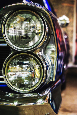 headlight of a vintage carの写真素材