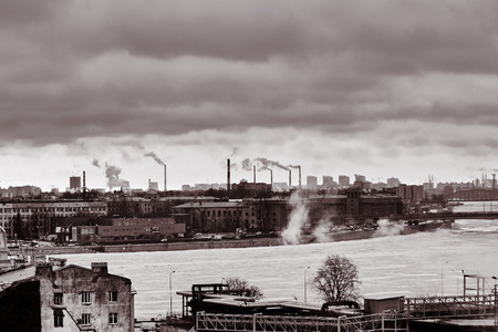 landscape of an industrial cityの写真素材