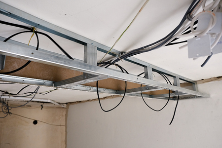the ceiling of plasterboard