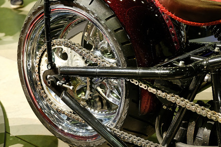 the rear wheel of a motorcycleの写真素材