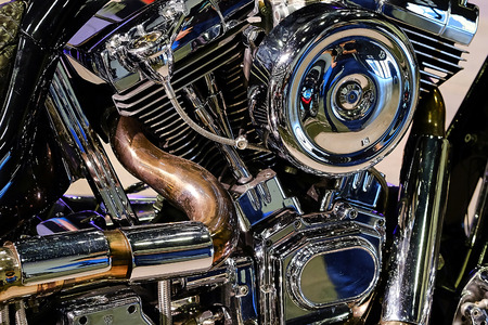 chrome motorcycle engineの写真素材