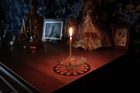 the candle on the table