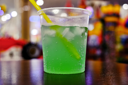 Mojito cocktail in a plastic Cupの写真素材