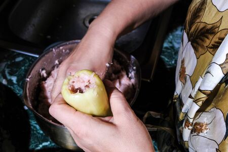 cooking stuffed pepperの写真素材