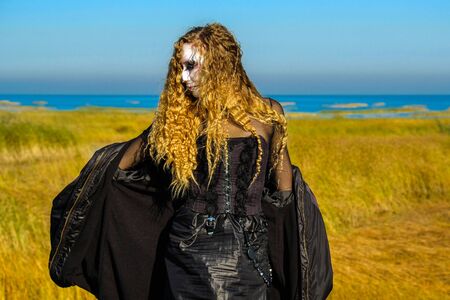 the witch on the fieldの写真素材