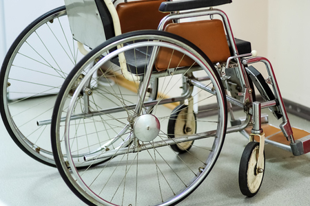 wheelchair in hospitalの写真素材