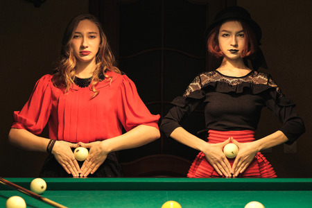 girl in the billiard roomの写真素材