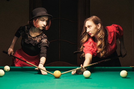 girl in the billiard roomの写真素材