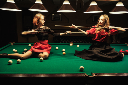 girl in the billiard roomの写真素材