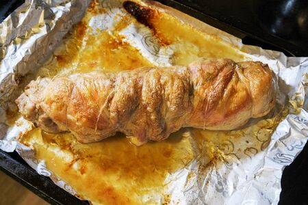 the freshly cooked meat rolls on a plateの写真素材