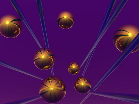abstract balls and their reflectionsの写真素材