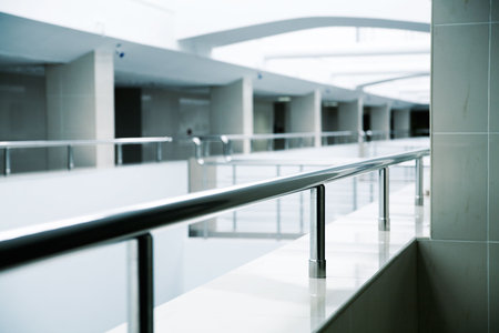 Metal details of an interior of modern office buildingの写真素材
