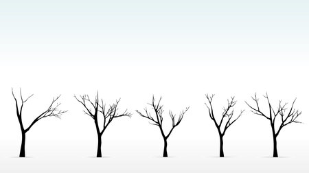 winter trees on a background of foggy outlines of treesのイラスト素材