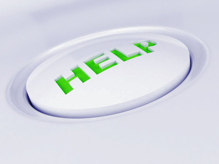 white plastic button with a green caution signの写真素材