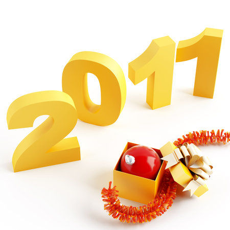 Christmas sphere and numbers 2011 on a white background