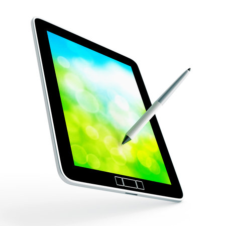 Modern device for communications and entertainments on a white backgroundの写真素材