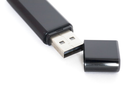 usb storage of black color on white background