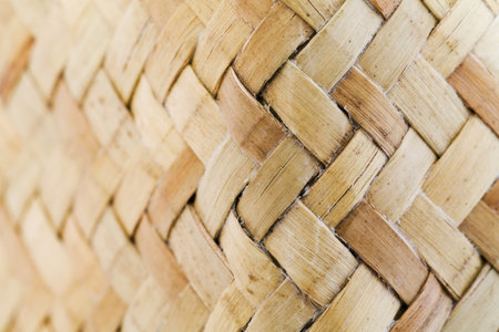 Beige woven fibres as a natural backgroundの写真素材