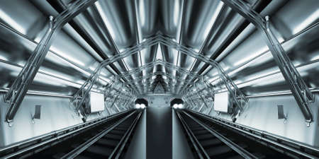 empty subway station with the lights of the arriving train