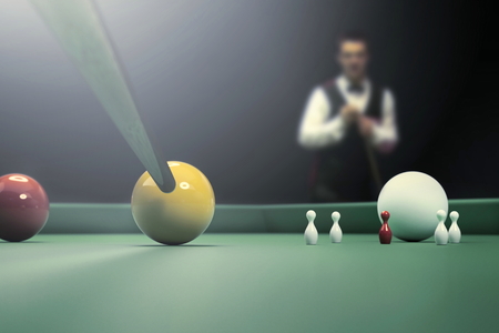 snooker player during billiard shootの写真素材