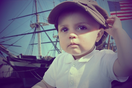 vintage baby immigrant looking for american citizenshipの写真素材