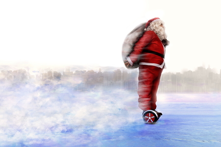 funny modern santa claus deliveryの写真素材