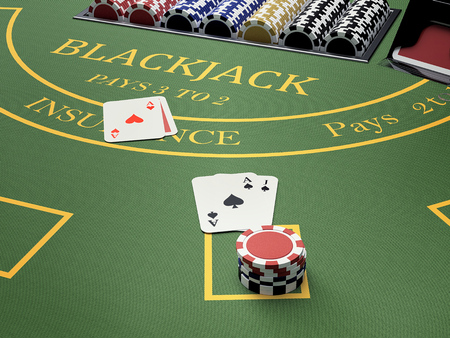blackjack table in online casinoの写真素材