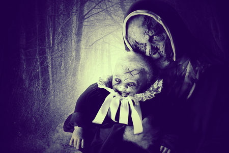 horror vampire nun and devil babyの写真素材