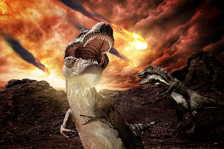 dinosaurs apocalypse dayの写真素材