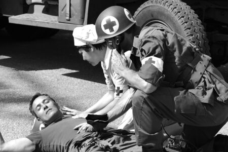 Castegnato, Brescia, Italy - April 25 2019: US World War 2 veteran soldiers commemoration during Italian liberation day from WW2 Nazi armyのeditorial素材