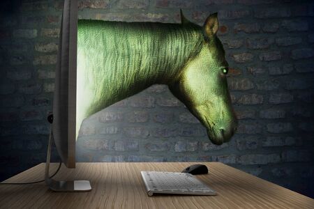 online cyber fraud and computer hacker conceptの写真素材