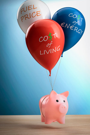 cost of living inflation and energy prices growth stealing savingsの写真素材
