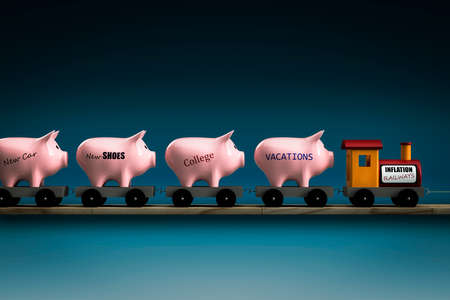 cost of living inflation and energy prices growth stealing savingsの写真素材