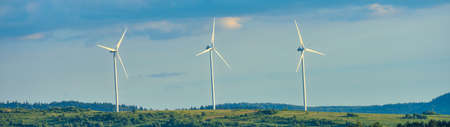 Wind generators on the hill panoramic banner