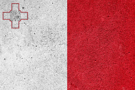 Flag of the Republic of Malta on cement plasterの写真素材