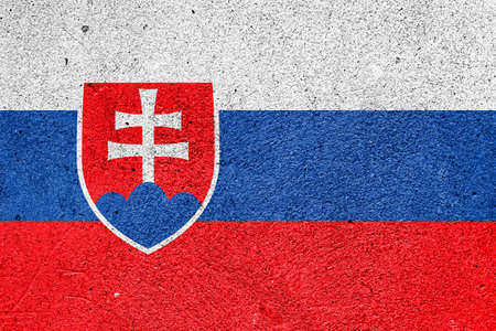 State flag of Slovakia on a plaster wallの写真素材