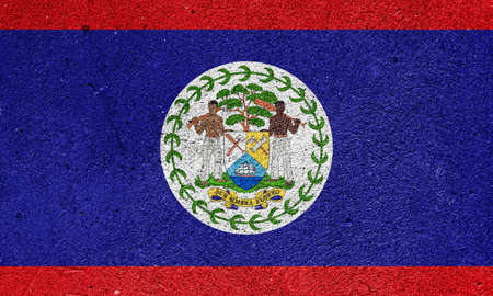 State flag of Belize on a plastered wallの写真素材