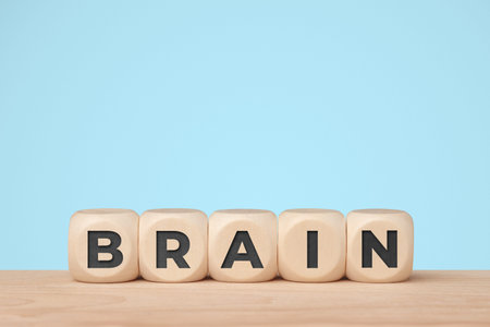 Brain power and intelligence concept on blue background