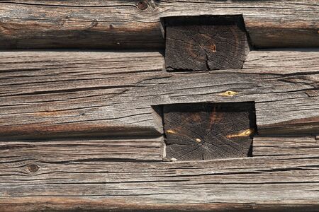 Fragment of old wooden country house wall