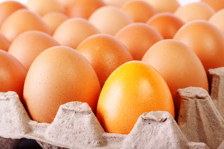 Many eggs with easter one on foregroundの写真素材