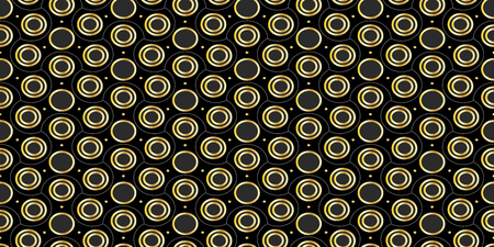 Abstract Geometric Pattern with Spinners, Seamless Vector Background.Gold Black. Summer colors.のイラスト素材