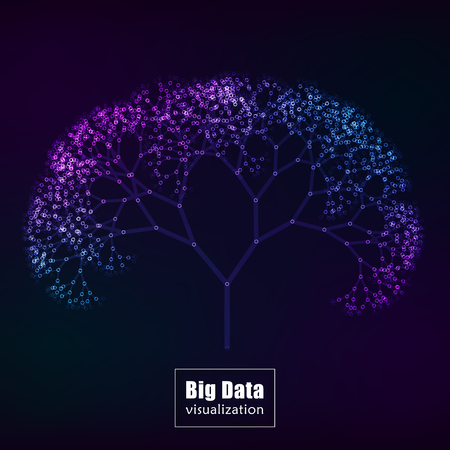 Big data visualization of glowing tree. Vector illustrationのイラスト素材