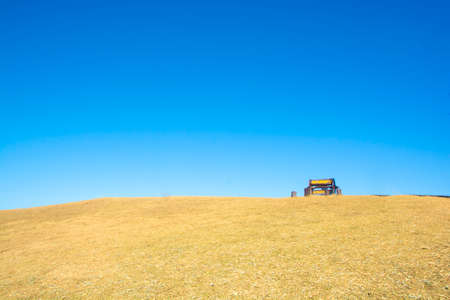 Ladscape landmark label and dry grass hilltop at Doi Samer Dao in Nan , Thailand (Public Domain).の写真素材