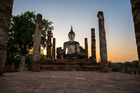 Sukhothai Historical Park on evening in Sukhothai province, Thailand (Publie Domain.)の写真素材