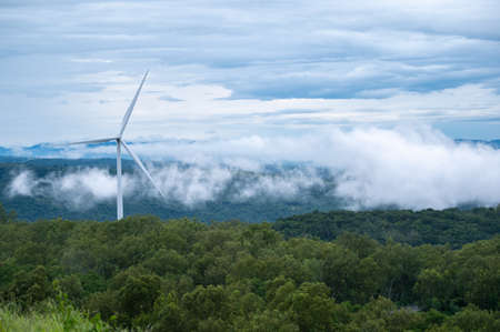 Wind turbine electrical energy plant on Khao Yai Thiang at Nakhon Ratchasima Province , Thailand.の写真素材