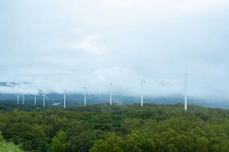 Wind turbine electrical energy plant on Khao Yai Thiang at Nakhon Ratchasima Province , Thailand.の写真素材