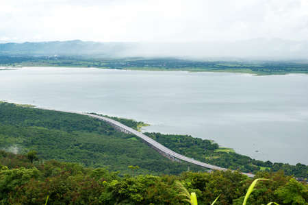 Lam TaKhong reservoir top view at Khao Yai Thiang hill view point. Nakhonratchasrima Province, Thailand.の写真素材