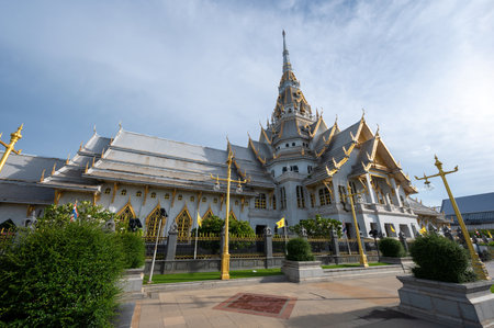Wat Sothonwararam temple is located in the Municipality of Mueang Chachoengsao Province, Thailand alongside the Bang Pakong River.の写真素材