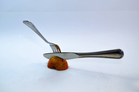 cutting applesの写真素材