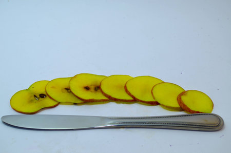 sliced applesの写真素材